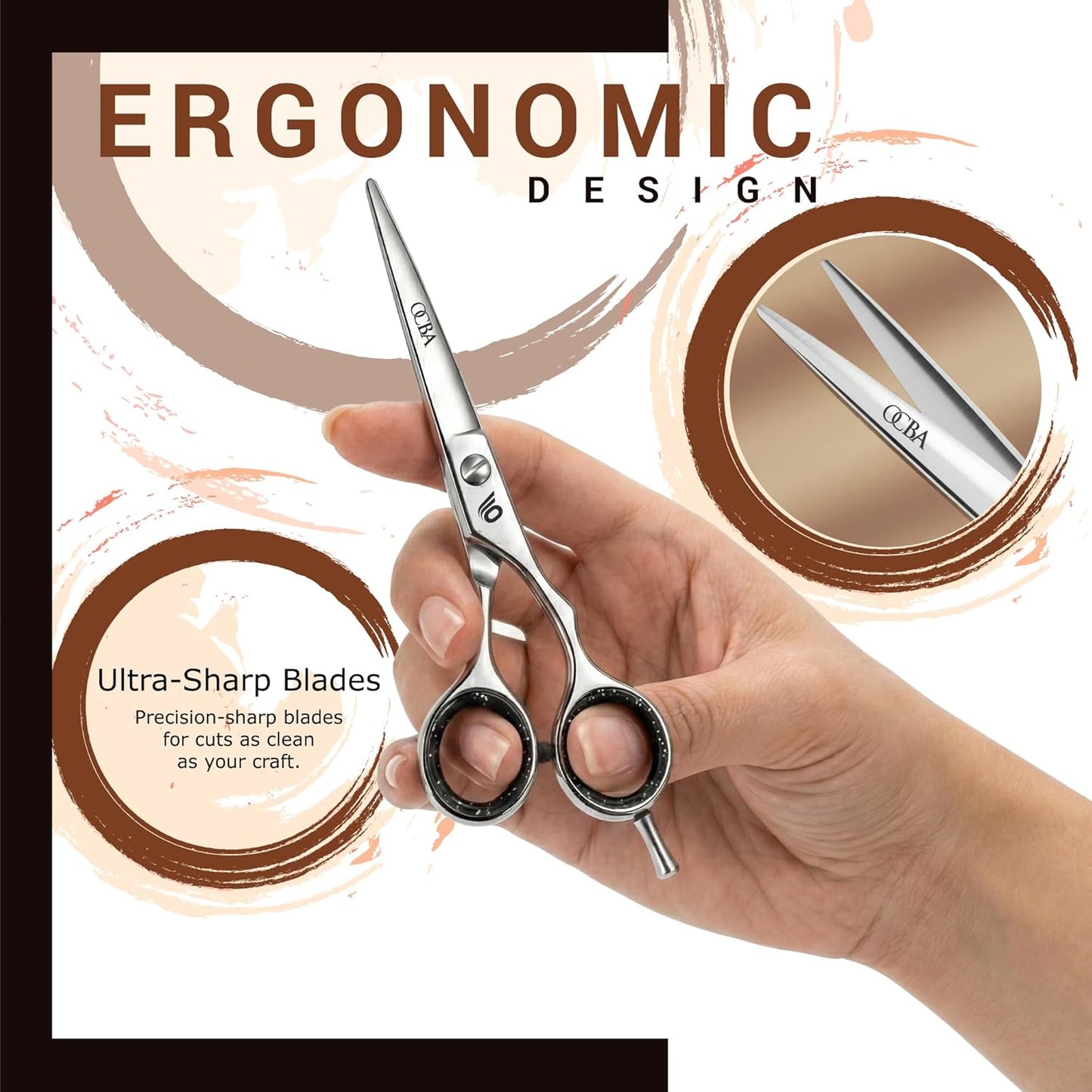 Friseurschere - OCBA Professionelles 6' Haarschneideschere & Haarschere - Haarschere Perfektes Design Für Friseure & Salons - Haarschneideschere Für Männer Und Frauen (6 Zoll Silver)