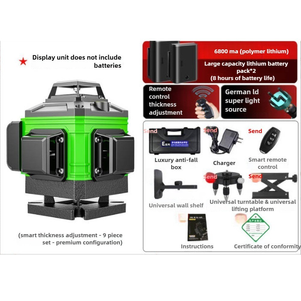 16 Linien 4D Laser-Nivelliergerät 360° – Selbstnivellierender Kreuzlinienlaser Set