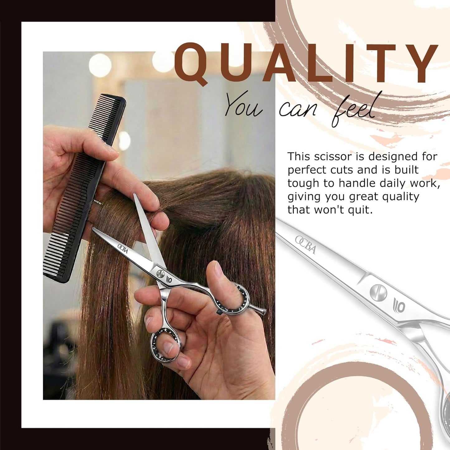 Friseurschere - OCBA Professionelles 6' Haarschneideschere & Haarschere - Haarschere Perfektes Design Für Friseure & Salons - Haarschneideschere Für Männer Und Frauen (6 Zoll Silver)