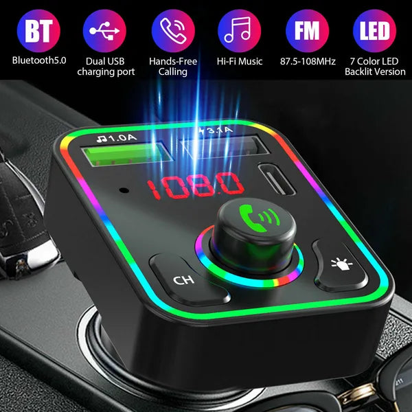 2er Set Auto Bluetooth FM Transmitter – MP3 Player mit LED & Schnellladung (PD)
