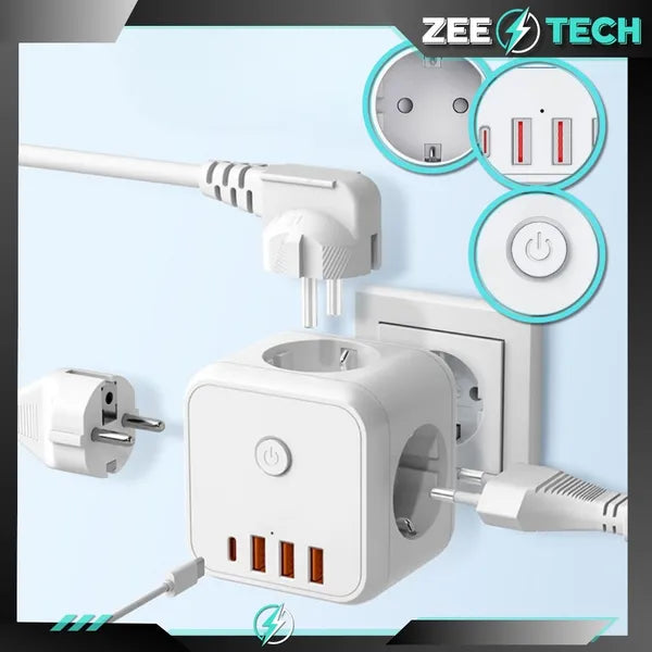7-in-1 Steckdosenadapter 250V 4000W – Mehrfachsteckdose mit USB & Schnellladung