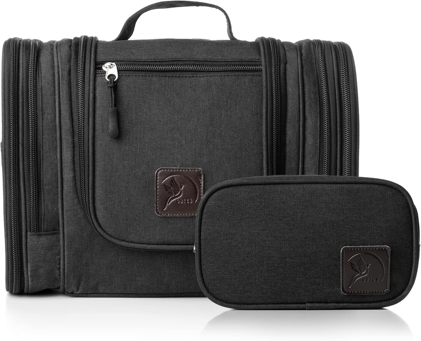 Obics Kulturbeutel Damen & Herren Groß 8L XL - Kulturtasche Zum Aufhängen, Mit Spiegel & Reise-Tasche - Outdoor Kosmetik-Tasche Groß Als Geschenke-Set Mit 10 Fächer Für Camping & Reisen, Schwarz