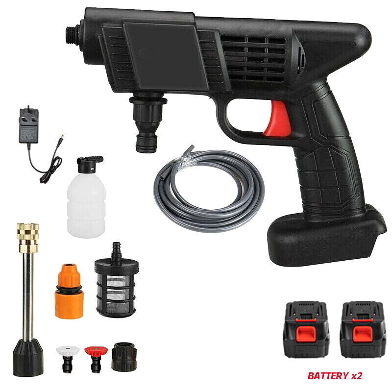 Kabelloser Akku-Hochdruckreiniger mit 2 Akkus – Tragbare Wasserpistole für Auto, Garten & Outdoor