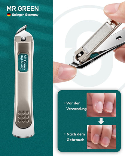 MR.GREEN Nagelknipser, 3 Stück Fingernagel Knipser Set, Solingen Edelstahl Nagelzwicker Maniküre Set, Mit Hochwertigem Lederetui, Hochwertiges Nail Clipper