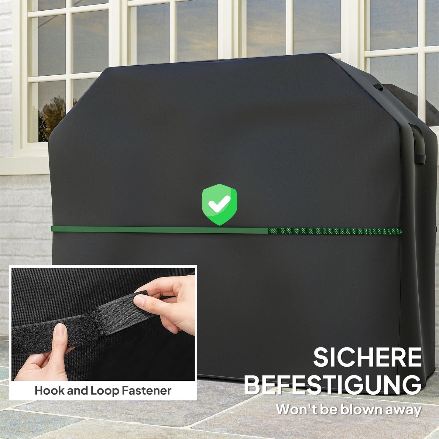 Grillabdeckung BBQ Abdeckung Gasgrill Abdeckhaube Mit Klettverschlüs