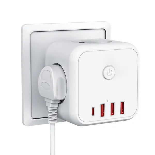7-in-1 Steckdosenadapter 250V 4000W – Mehrfachsteckdose mit USB & Schnellladung