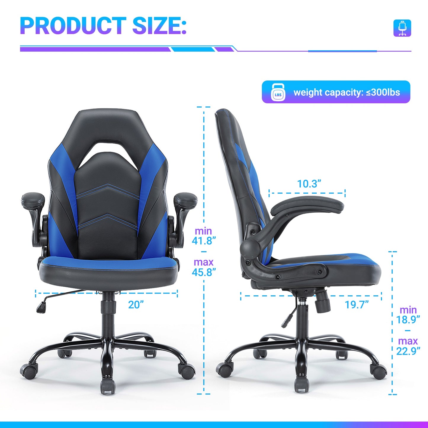 Ergonomischer Gaming- & Bürostuhl aus PU-Leder mit Drehfunktion und komfortabler Lendenwirbelstütze