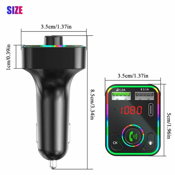 2er Set Auto Bluetooth FM Transmitter – MP3 Player mit LED & Schnellladung (PD)