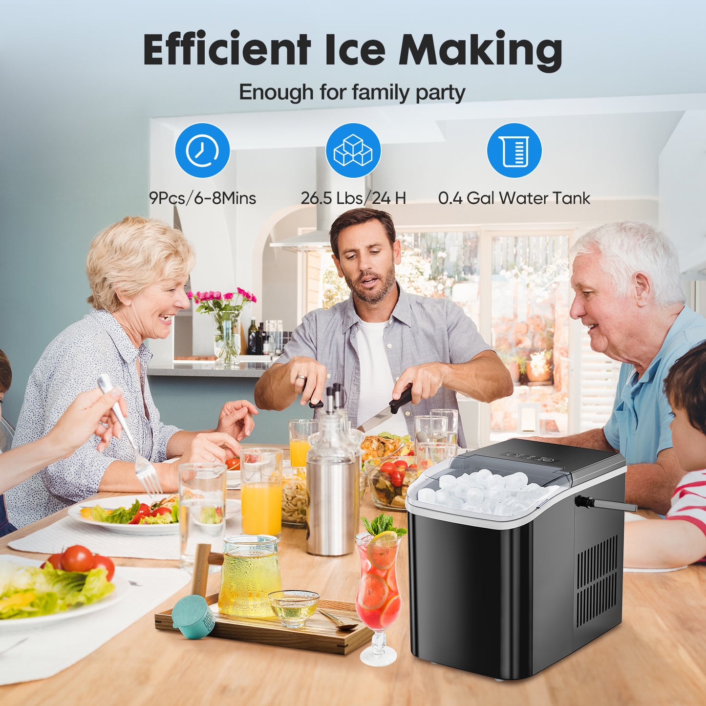 Kompakte Eiswürfelmaschine für Zuhause & Büro – Frische Eiswürfel in Minutenschnelle