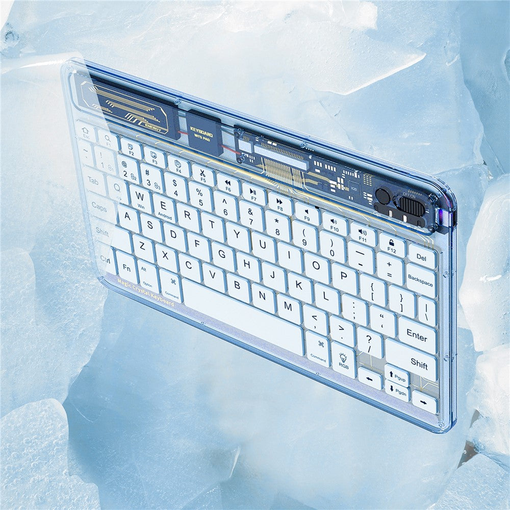 BENWIS OT-CKB-WH Crystal Keyboard Ultra Thin 78-key Bluetooth-compatible Keyboard with Backlit