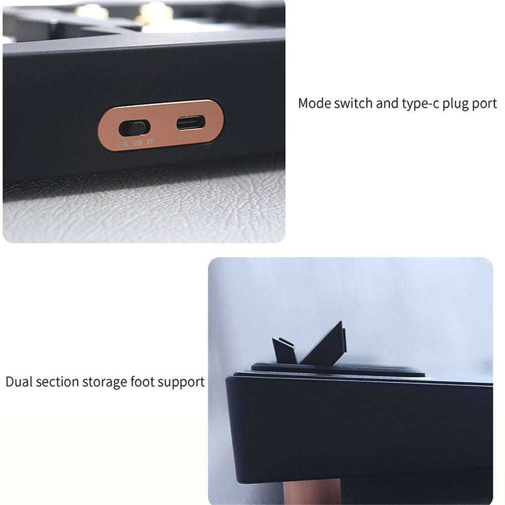 ABM066 2.4G Wireless+USB Wired+Bluetooth-compatible Mechanical Gasket-mount Keyboard Kit