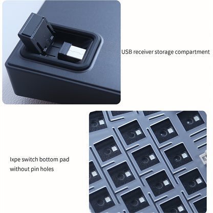 ABM066 2.4G Wireless+USB Wired+Bluetooth-compatible Mechanical Gasket-mount Keyboard Kit
