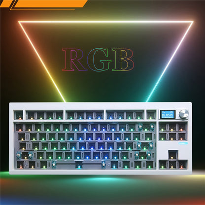 GMK87 RGB Hot Swap Wireless+USB Wired+Bluetooth-compatible Mechanical Keyboard Kit with Volume Knob