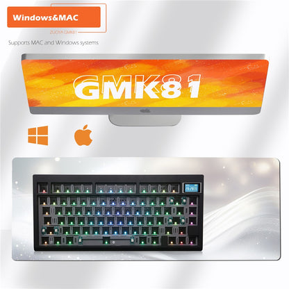 GMK81 RGB Backlight Hot Swappable Wireless+USB-C Wired+Bluetooth-compatible Mechanical Keyboard Kit