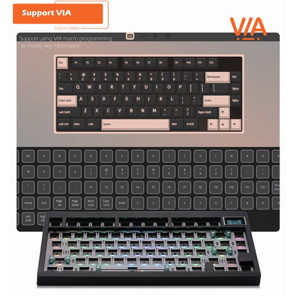 GMK81 RGB Backlight Hot Swappable Wireless+USB-C Wired+Bluetooth-compatible Mechanical Keyboard Kit