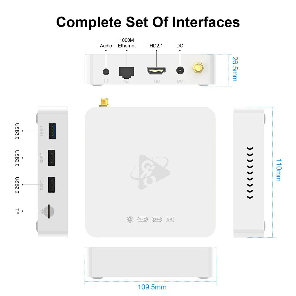 H96 Max M12 8K Ultra HD Android TV Box 8GB RAM 128GB ROM WiFi6 BT5.4 Media Player