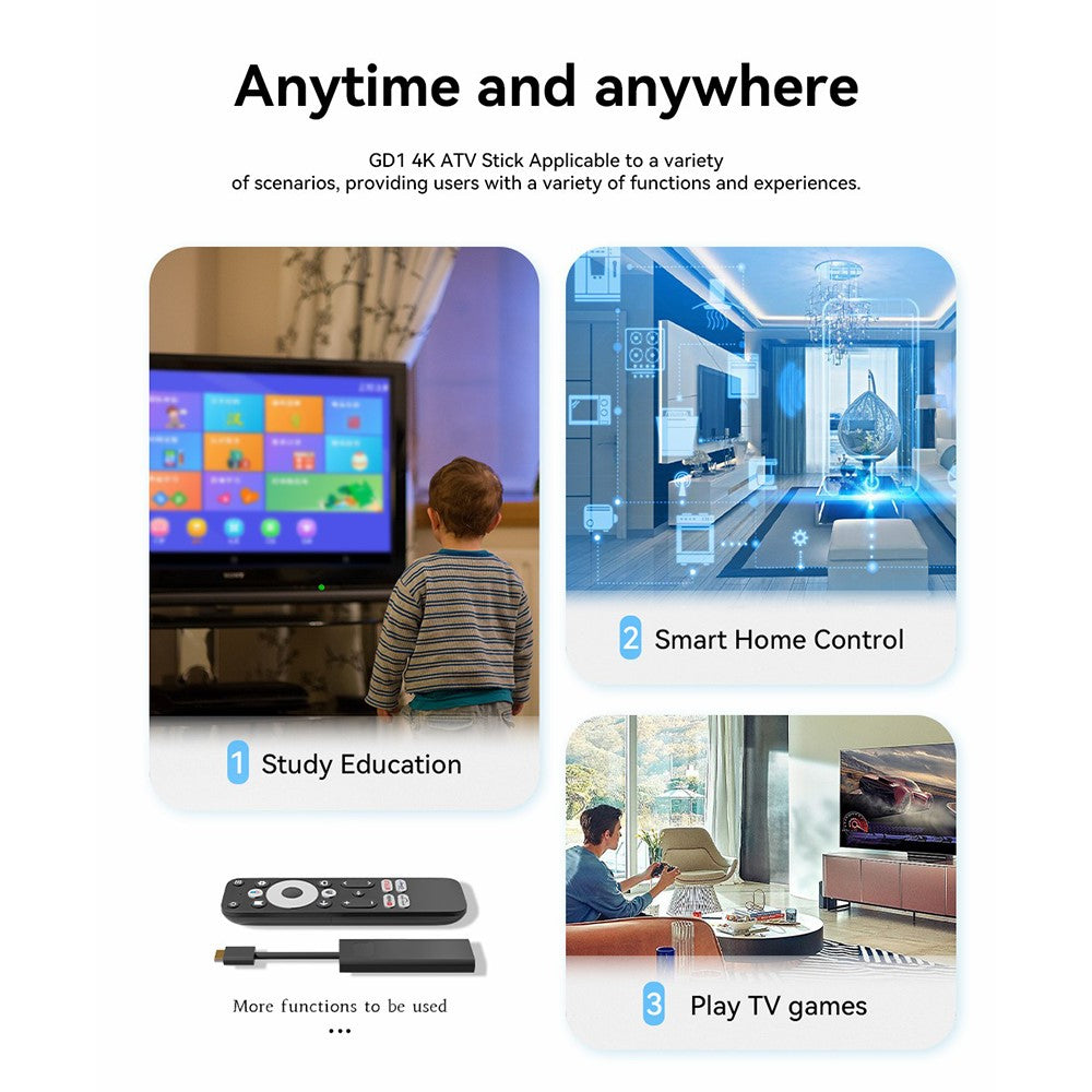 DCOLOR GD1 2G+16G Android 14 TV Stick 4K HD Streaming Device Google Chromecast TV Setup Box