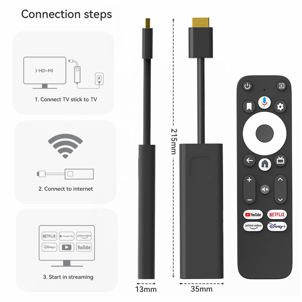 DCOLOR GD1 2G+16G Android 14 TV Stick 4K HD Streaming Device Google Chromecast TV Setup Box
