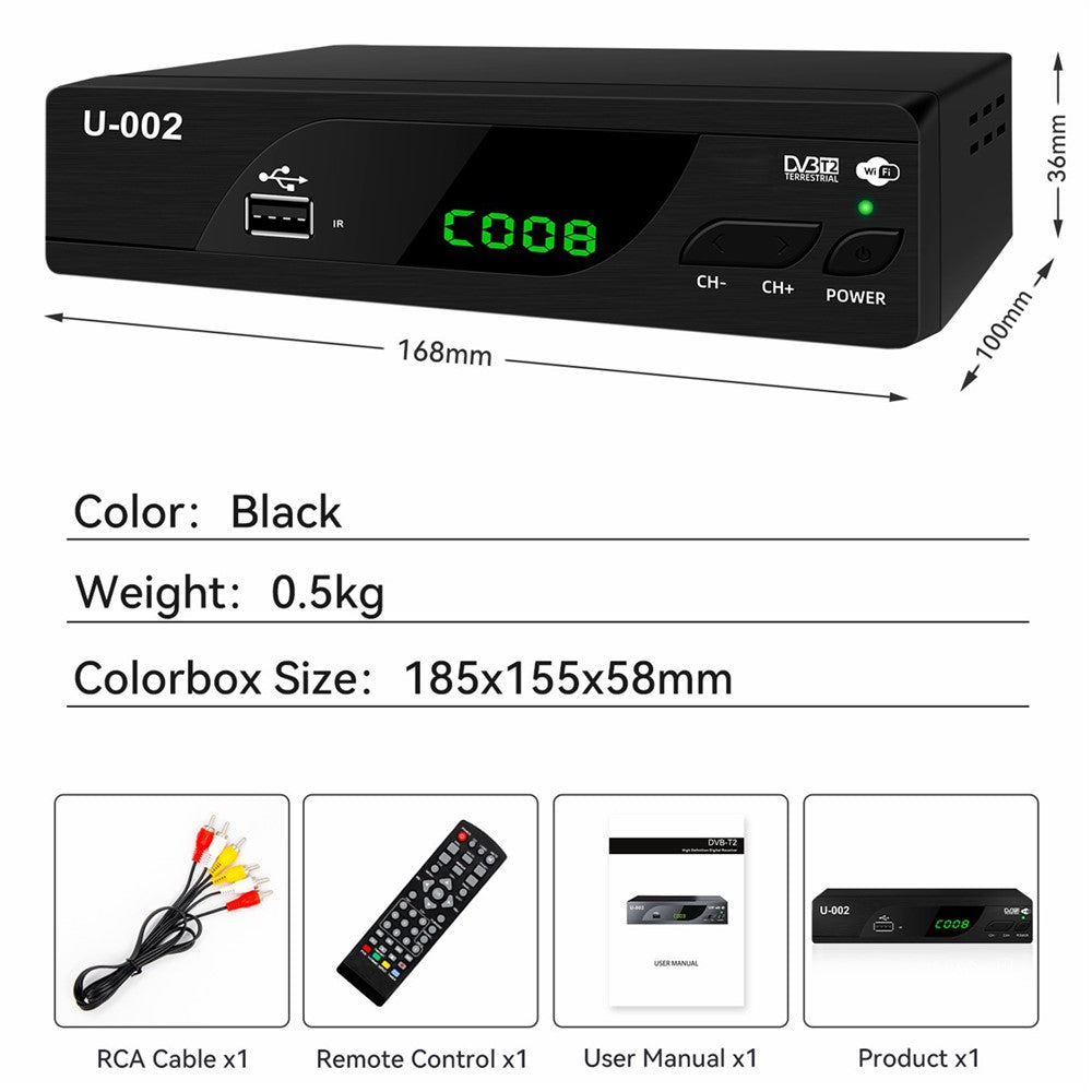 H.264 DVB-T2 U-002 WiFi TV Box Smart 1080P TV Box