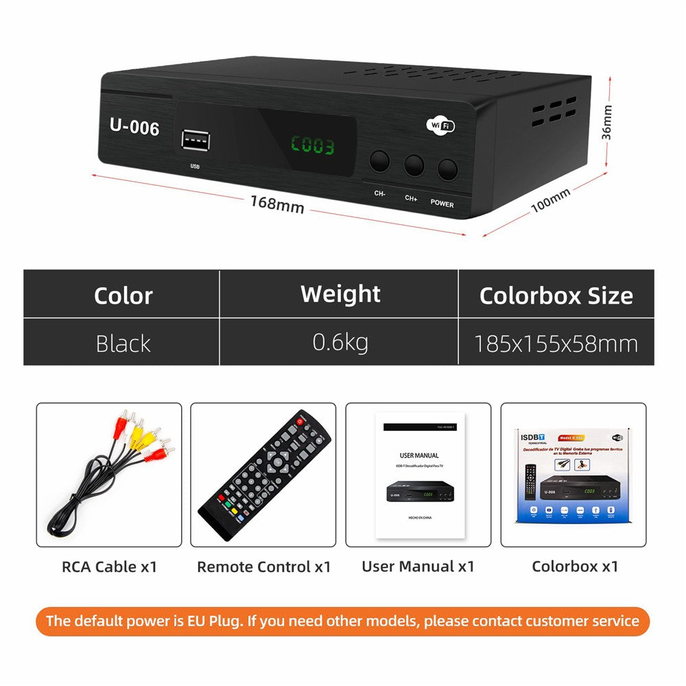 ISDB-T STB U-006 Home Smart TV Box Sunplus 1508C 1080P WiFi Set Top Box Media Player