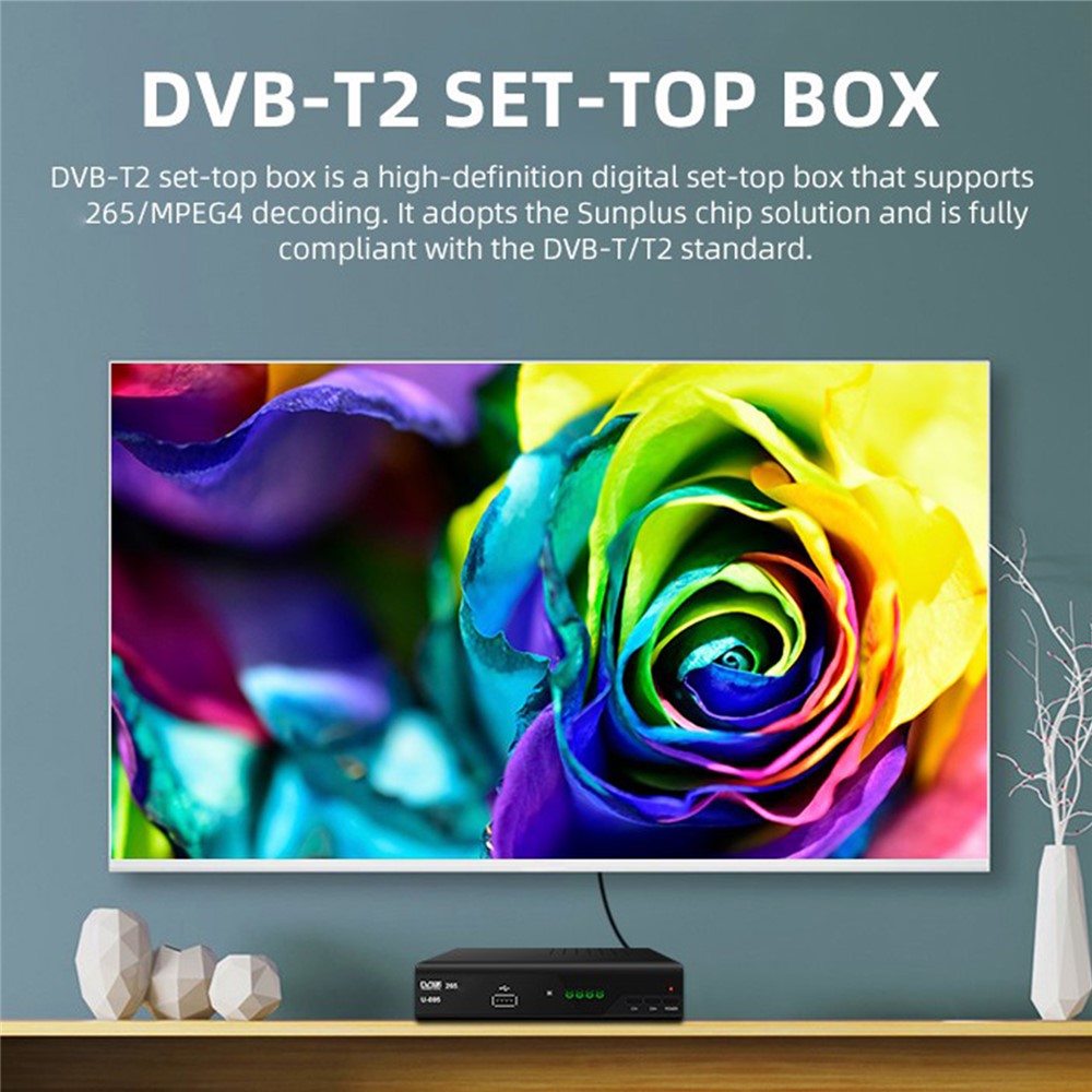 H265 DVB-T2 U-005 512MB 10Bit Smart Home TV Set-Top Box 1080P HD WiFi Media Player