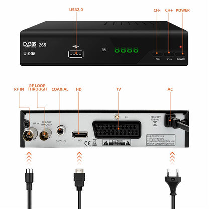 H265 DVB-T2 U-005 512MB 10Bit Smart Home TV Set-Top Box 1080P HD WiFi Media Player