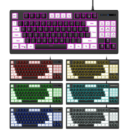 Y-FRUITFUL G69 Gaming Mechanical Feel Keyboard 87 Keys RGB Backlit USB Wired Esports Keyboard