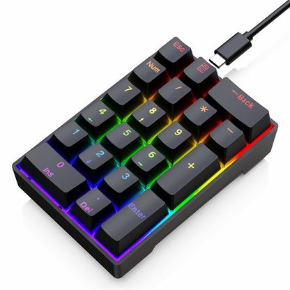 Y-FRUITFUL YF20 Laptop Mechanical Numeric Keypad 20 Keys RGB Backlit Wired External Mini Keyboard