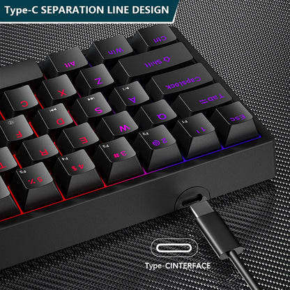 Y-FRUITFUL K33 61 Keys Type C Hot Swappable Mechanical Gaming Keyboard with RGB Light