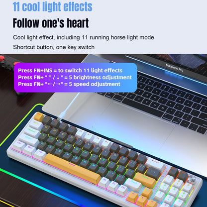 Y-FRUITFUL K78 Mechanical Keyboard 78 Keys RGB Backlit Wired Gaming Office Computer Keyboard