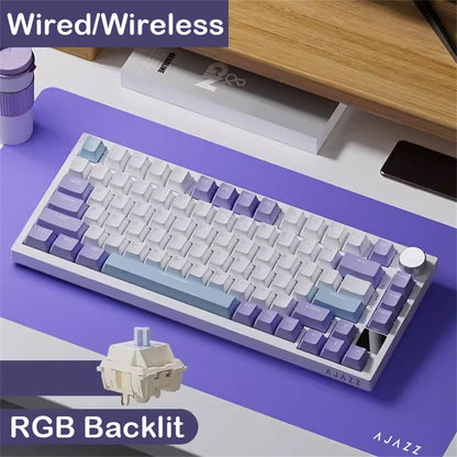 AJAZZ AK820pro Wireless Mechanical Keyboard Bluetooth-compatible Tri-Mode with Flying Fish Switches 81 Keys RGB Backlit Keyboard