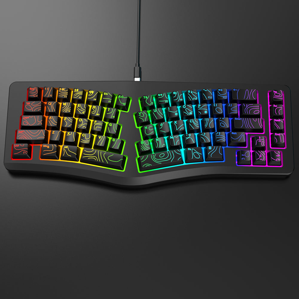 Y-FRUITFUL YF10 Ergonomic Gaming Keyboard 69-Key RGB Backlit Wired Membrane Keyboard for Office/Gaming