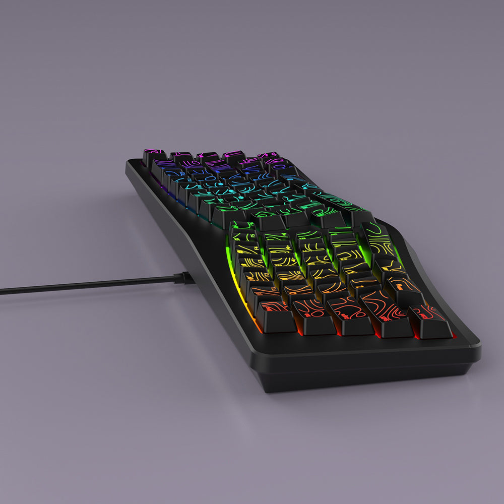 Y-FRUITFUL YF10 Ergonomic Gaming Keyboard 69-Key RGB Backlit Wired Membrane Keyboard for Office/Gaming