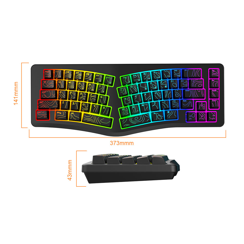 Y-FRUITFUL YF10 Ergonomic Gaming Keyboard 69-Key RGB Backlit Wired Membrane Keyboard for Office/Gaming