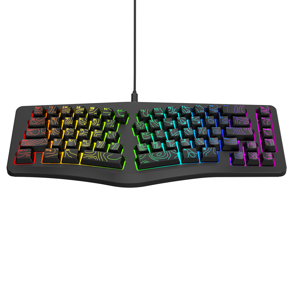 Y-FRUITFUL YF10 Ergonomic Gaming Keyboard 69-Key RGB Backlit Wired Membrane Keyboard for Office/Gaming