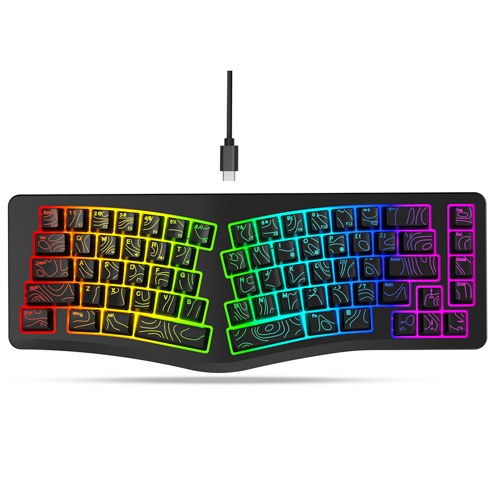 Y-FRUITFUL YF10 Ergonomic Gaming Keyboard 69-Key RGB Backlit Wired Membrane Keyboard for Office/Gaming