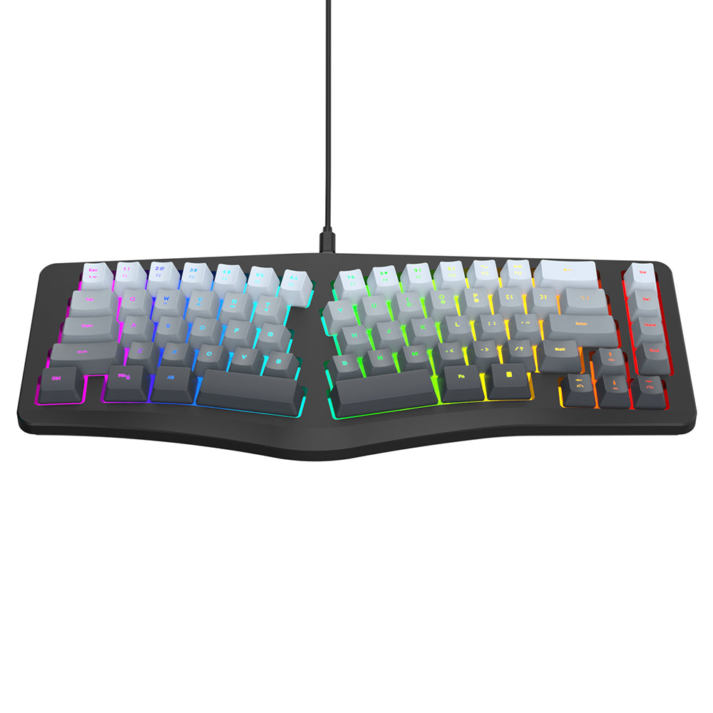 Y-FRUITFUL YF10 Ergonomic Gaming Keyboard 69-Key RGB Backlit Wired Membrane Keyboard for Office/Gaming
