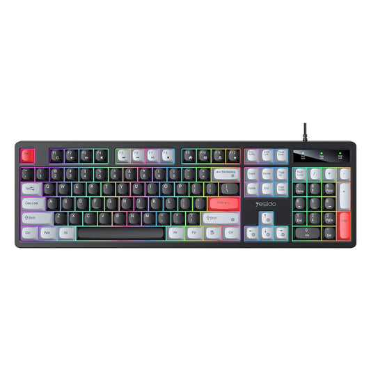 YESIDO KB44 104 Keys Wired Keyboard with RGB Backlight Low Noise Mechanical Keyboard, English Version