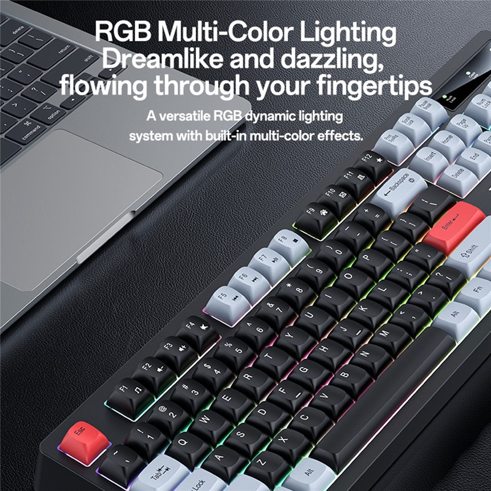 YESIDO KB44 104 Keys Wired Keyboard with RGB Backlight Low Noise Mechanical Keyboard, English + Arabic Version