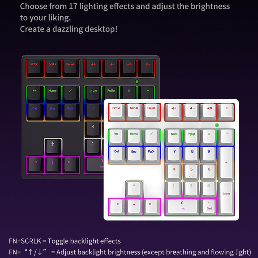 A36 RGB Backlit Mini Mechanical Keyboard with Numpad 34 Keys Type-C Wired Keyboard