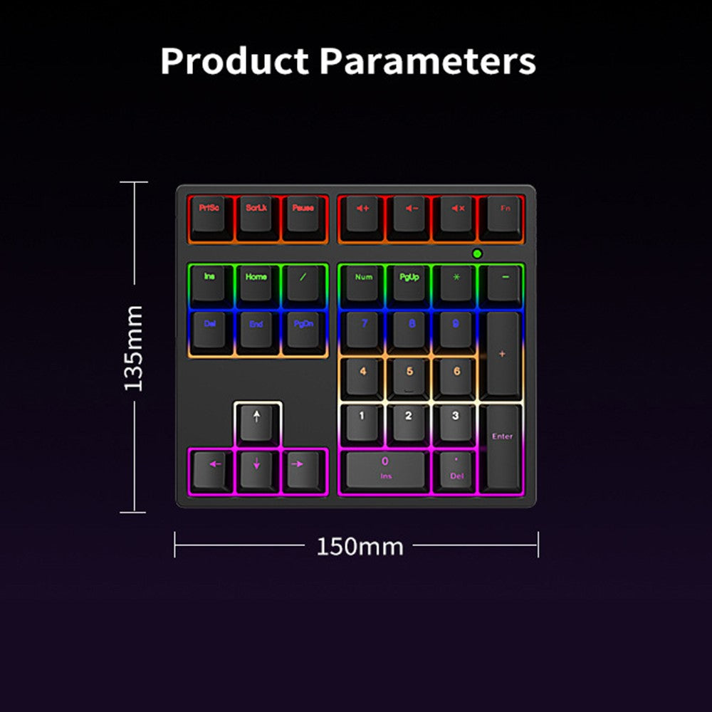A36 RGB Backlit Mini Mechanical Keyboard with Numpad 34 Keys Type-C Wired Keyboard