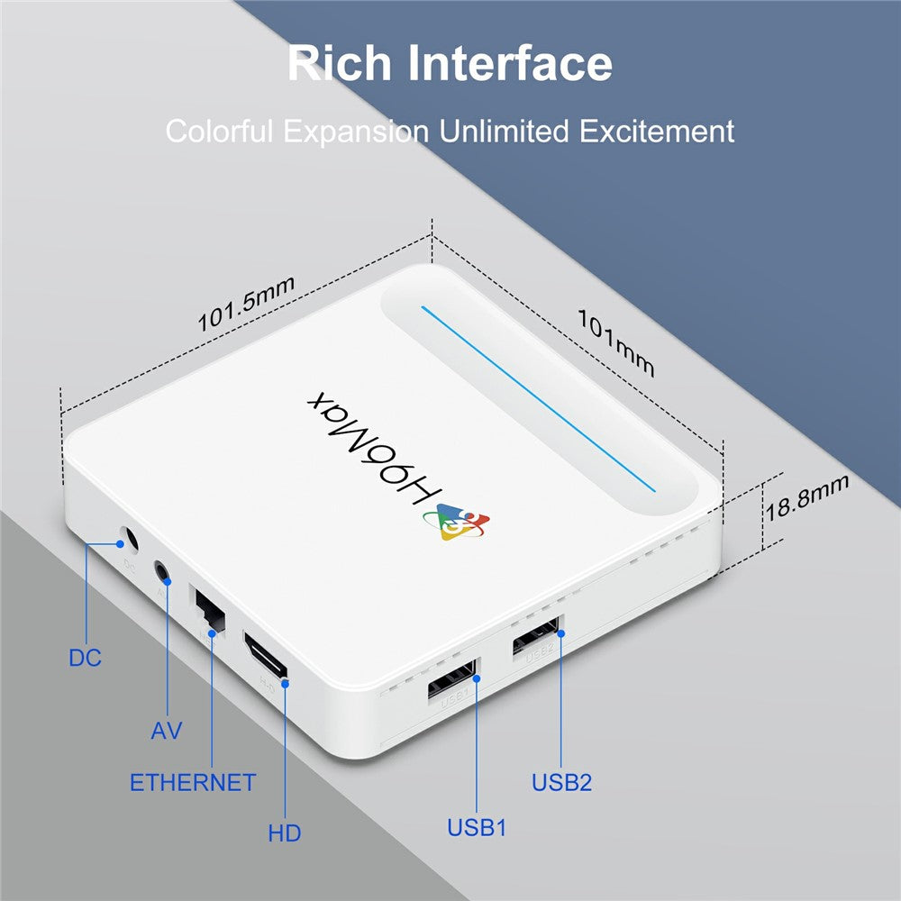 H96 Max H618 Plus 4+128GB Android TV Box WiFi 6 Bluetooth-Compatible 8K Ultra HD Smart TV Box