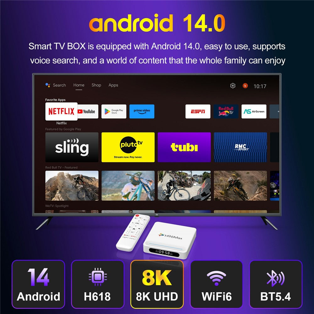 H96 Max H618 Plus 4+128GB Android TV Box WiFi 6 Bluetooth-Compatible 8K Ultra HD Smart TV Box