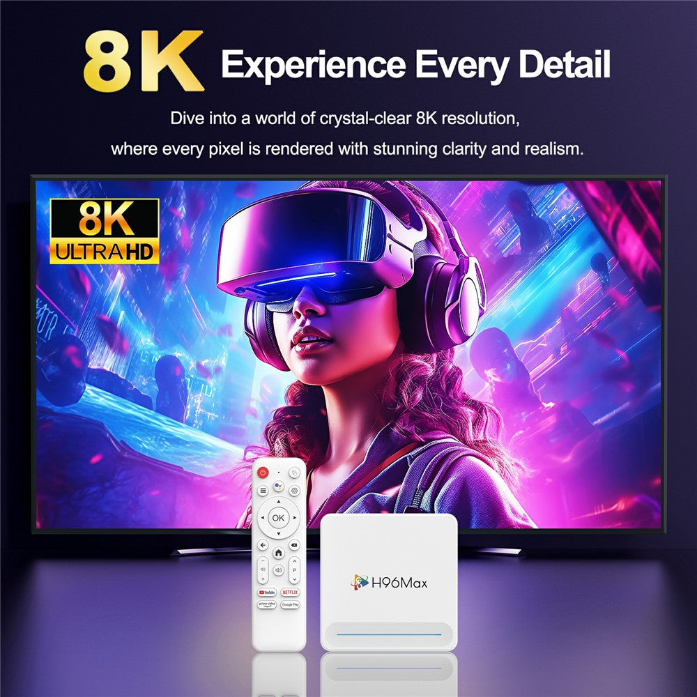 H96 Max H618 Plus 4+128GB Android TV Box WiFi 6 Bluetooth-Compatible 8K Ultra HD Smart TV Box