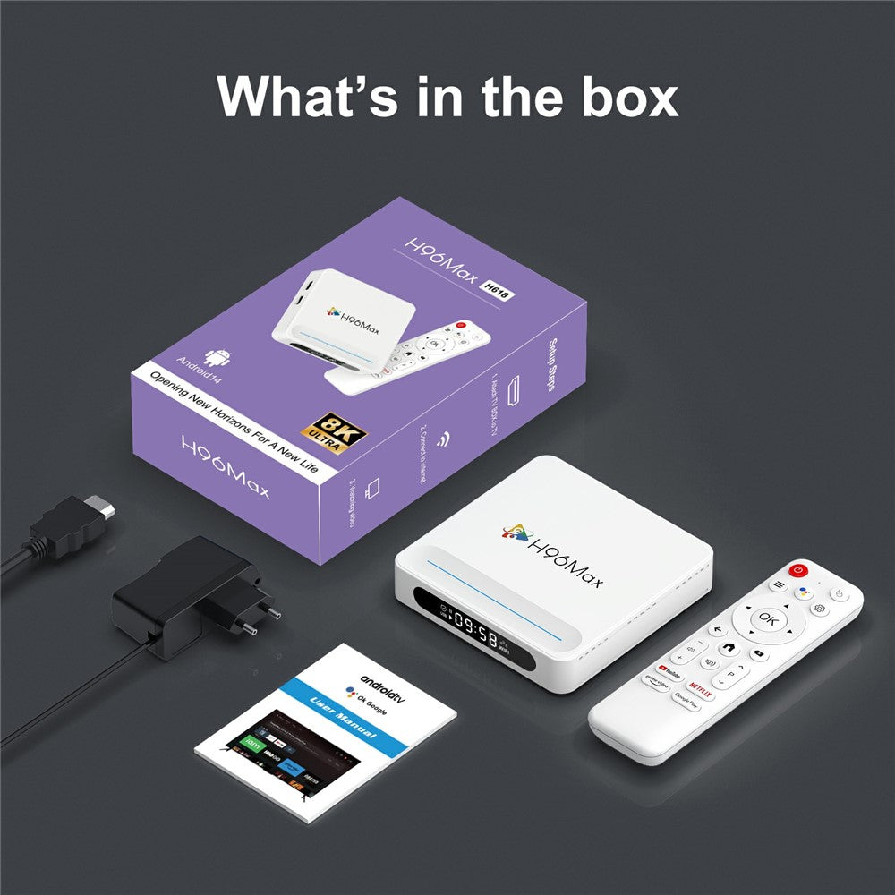H96 Max H618 Plus 4+32GB Android TV Box WiFi 6 Bluetooth-Compatible 8K Ultra HD Smart TV Box