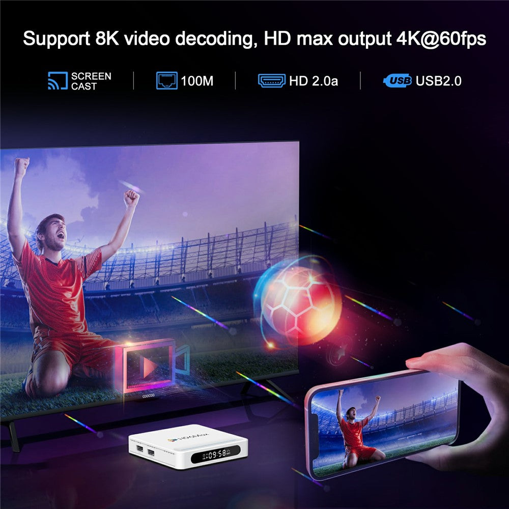 H96 Max H618 Plus 4+32GB Android TV Box WiFi 6 Bluetooth-Compatible 8K Ultra HD Smart TV Box