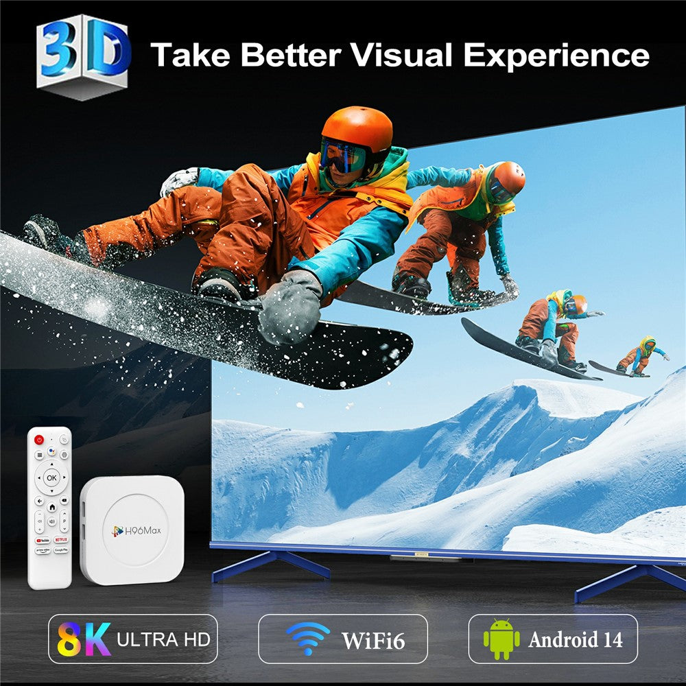 H96 MAX M1 Plus 8K Intelligent Android TV Box 2+16GB WiFi6 BT5.4 Voice Assistant Media Player