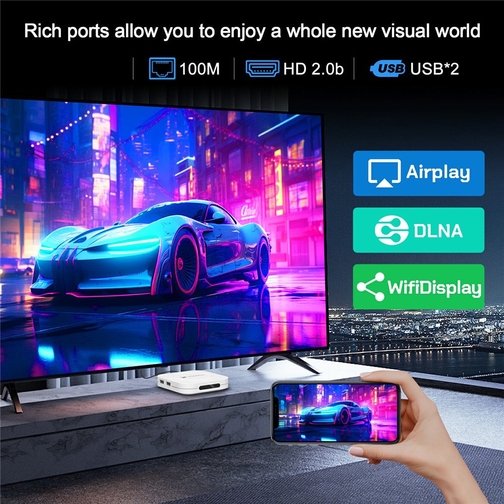 H96 MAX M1 Plus 8K Intelligent Android TV Box 4+128GB WiFi6 BT5.4 Voice Assistant Media Player