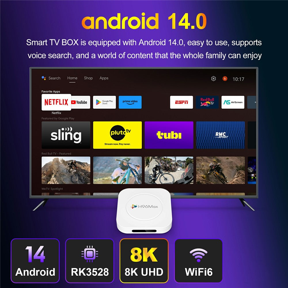 H96 MAX M1 Plus 8K Intelligent Android TV Box 4+128GB WiFi6 BT5.4 Voice Assistant Media Player