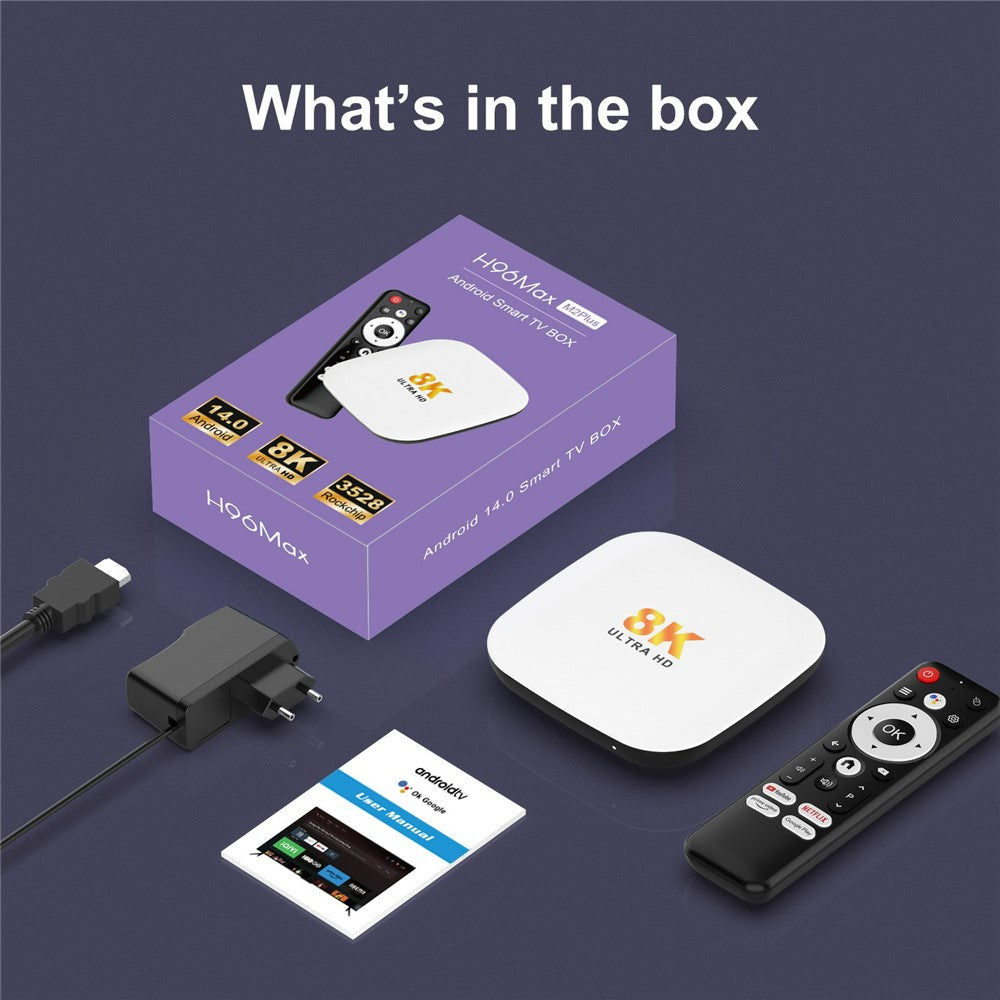 H96 MAX M2 Plus RK3528 Android 14.0 TV Box 4GB RAM + 32GB ROM 8K Ultra HD Streaming Device WiFi 6 BT5.4 Media Player